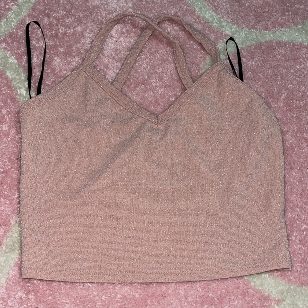 Forever21 blush glitter crop tank top